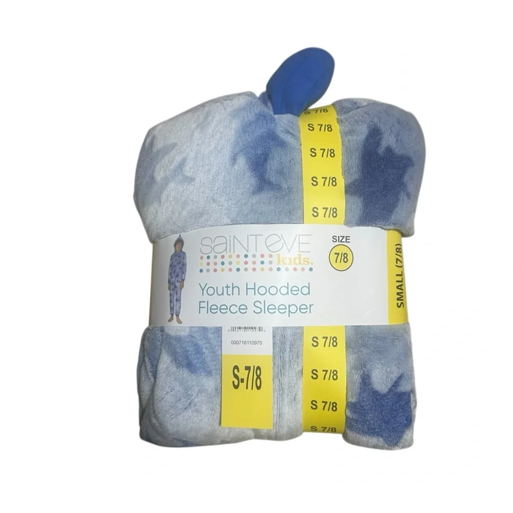 SAINT EVE YOUTH HOODED FLEECE SLEEPER/SIZE: 7/8 BLUE SHARK